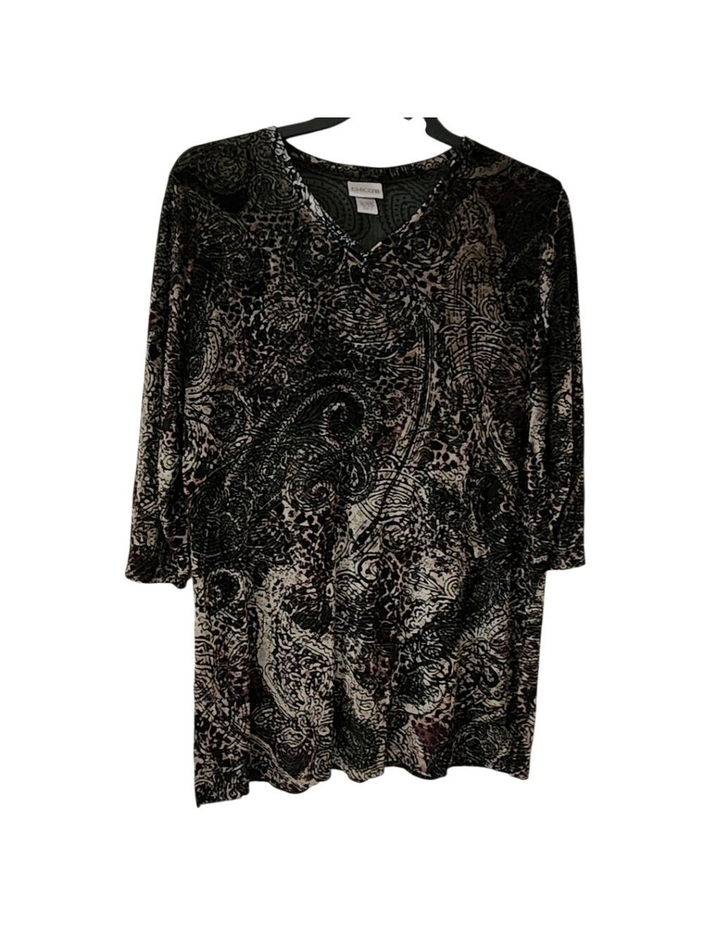 Chico's 3/4 Sleeve Tunic Blouse Size 2 (12)